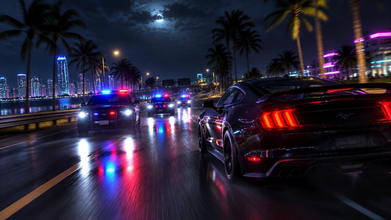 Night chase on the coastal highway